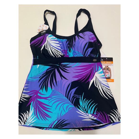 ZeroXposur Peasant Tankini Swimsuit Top in Iris NWT Size XS - Picture 2 of 4